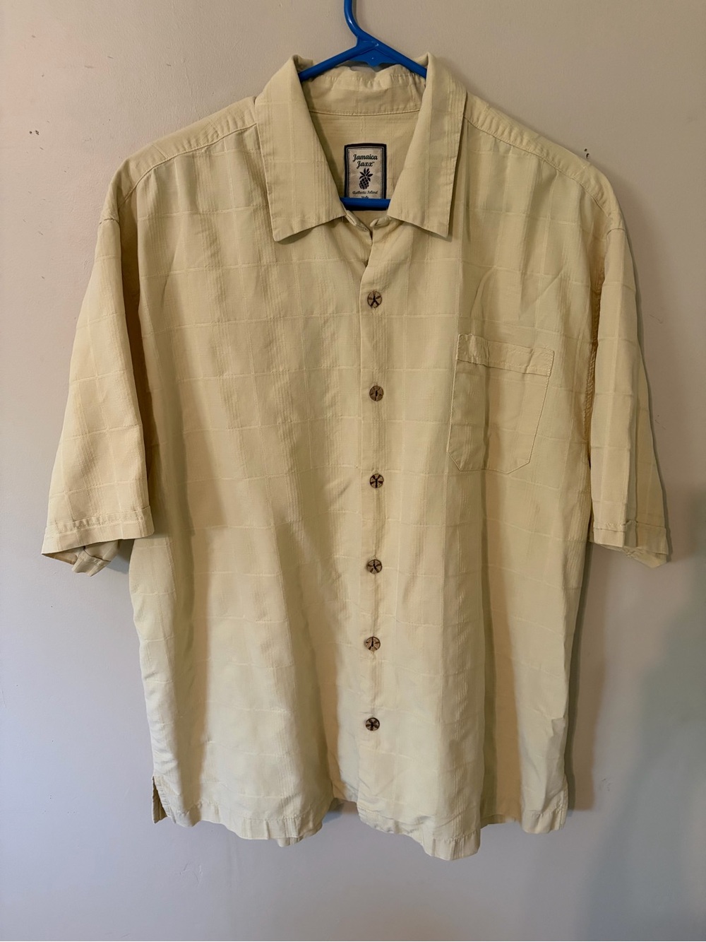 Jamaica Jaxx Light Yellow Short Sleeve Button-Down Shirt